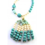 Boho Glam Turquoise Beads Tassel Necklace